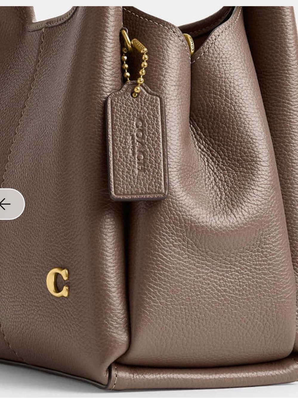 Coach Brown Pebbled Leather Shoulder Tote with Gold Accent - Picture 4 of 10
